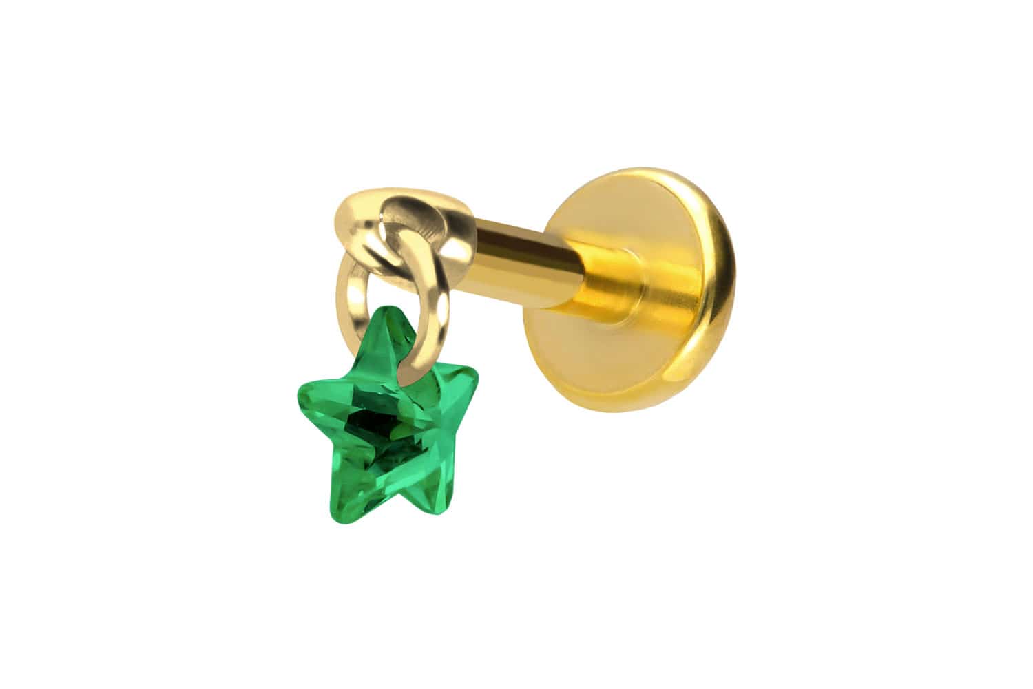 Titan Labret Piercing mit Push Fit KRISTALLSTERN